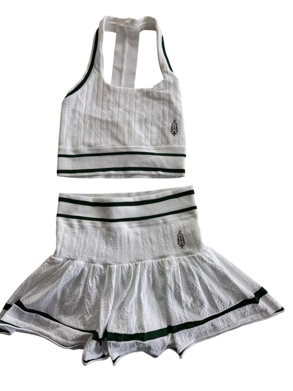 FP Movement Advantage Halter Top and Miniskirt Set White/Heritage Green